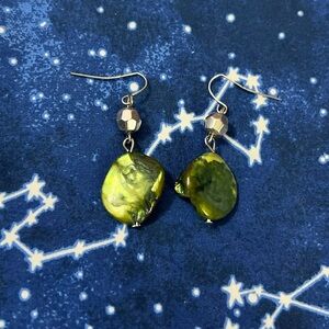 NWOT Green Chunky Shell Bead Earrings